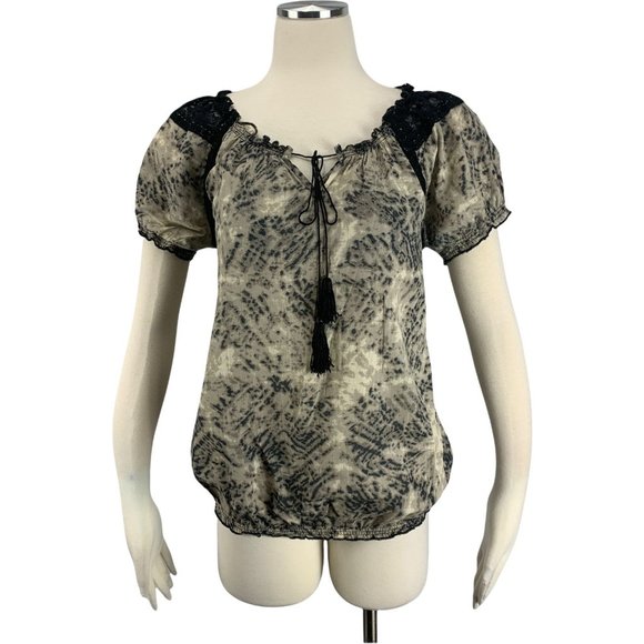 Jessica Simpson Small Blouse San Pablo Tassel Boho Black Lace Party - Picture 1 of 6